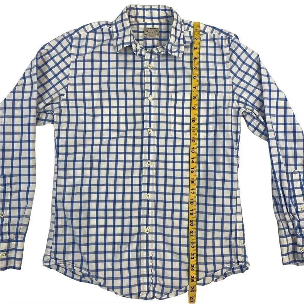 J.Crew Button Down Woven Shirt Men's Small Long Sleeve Blue White Check 34637